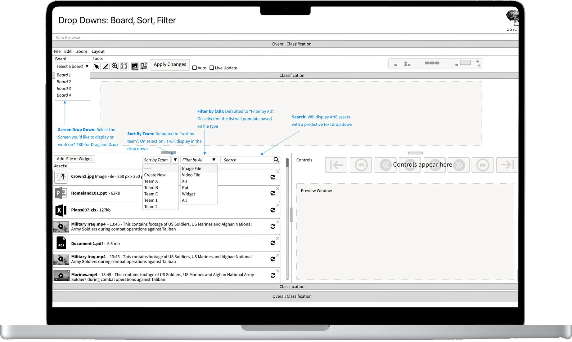 Screen sharing — selecting a template